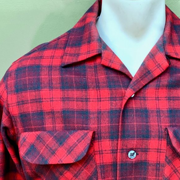 VTG Pendleton 100% Wool Board Shirt(M) Loop Collar - Picture 4 of 15